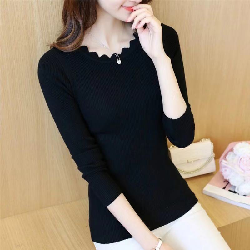 Pullover Damen Pullover Einfarbig Neu Frühling Damen Gestrickter Slim Pullover Langarm Herbst Winter Schmetterlingshals Pullover Weiblich