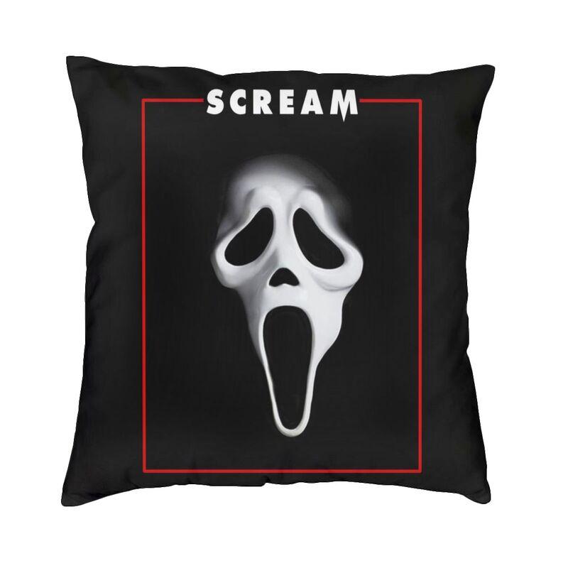 Lustiger Halloween Ghostface Kissenbezug Scream Sidney Prescott Film Dekokissenbezug für Sofa, quadratischer Kissenbezug im Wohnzimmer