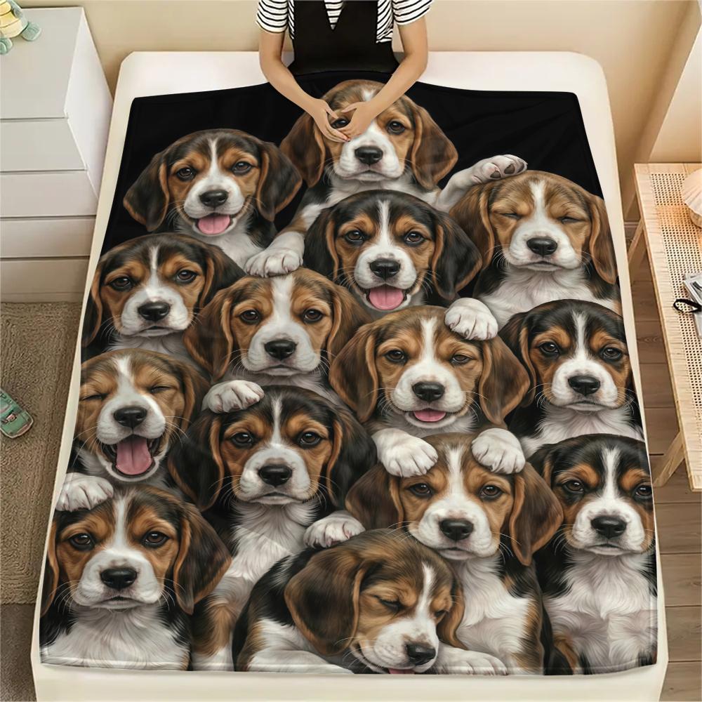 Many cute puppies Print Flannel Blanket,High quality Comfortable for All Seasons,Home Decor,Warmth and Comfort,Perfect for Christmas Gifts