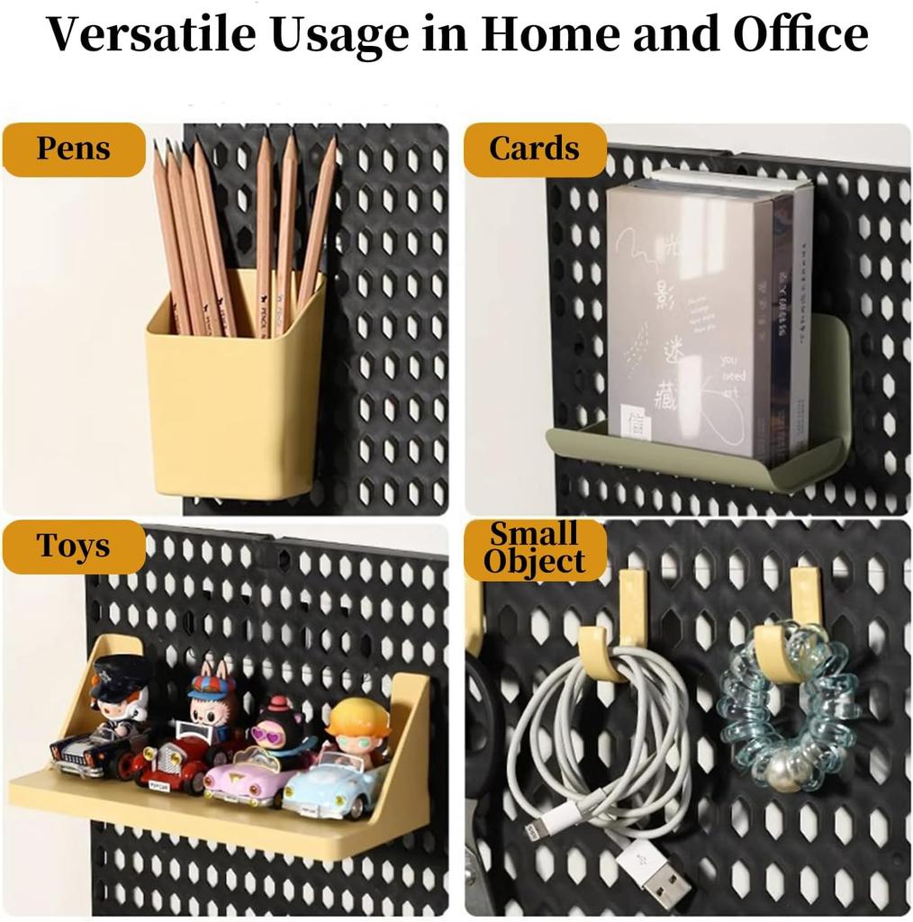 Pegboard Wall Organizer Combination Kit, Wall Organizer, Wall Mounted Peg Board Display Panels for Home and Office