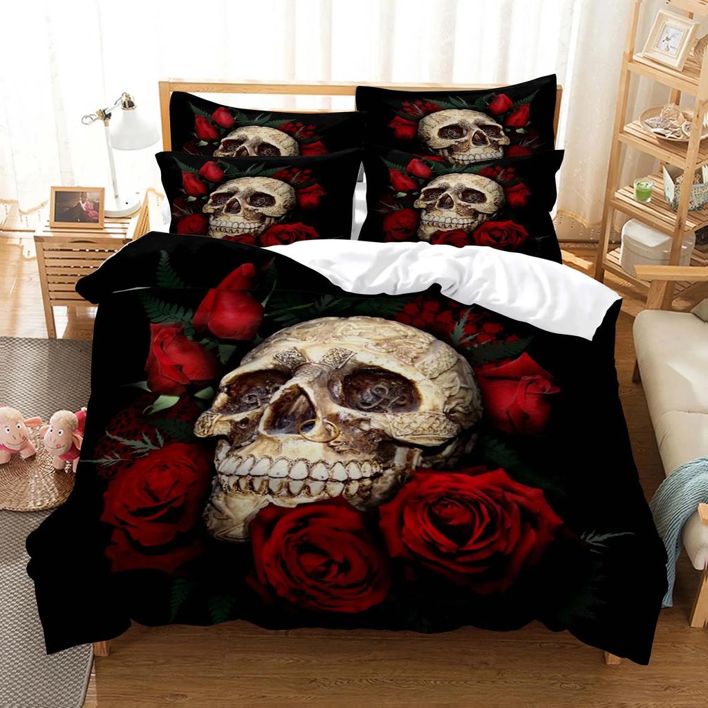Comforter Red Rose Bedding Set Quilt Pillow Case 3D Hd Double Full King Queen Twin Single Polyester Comforter