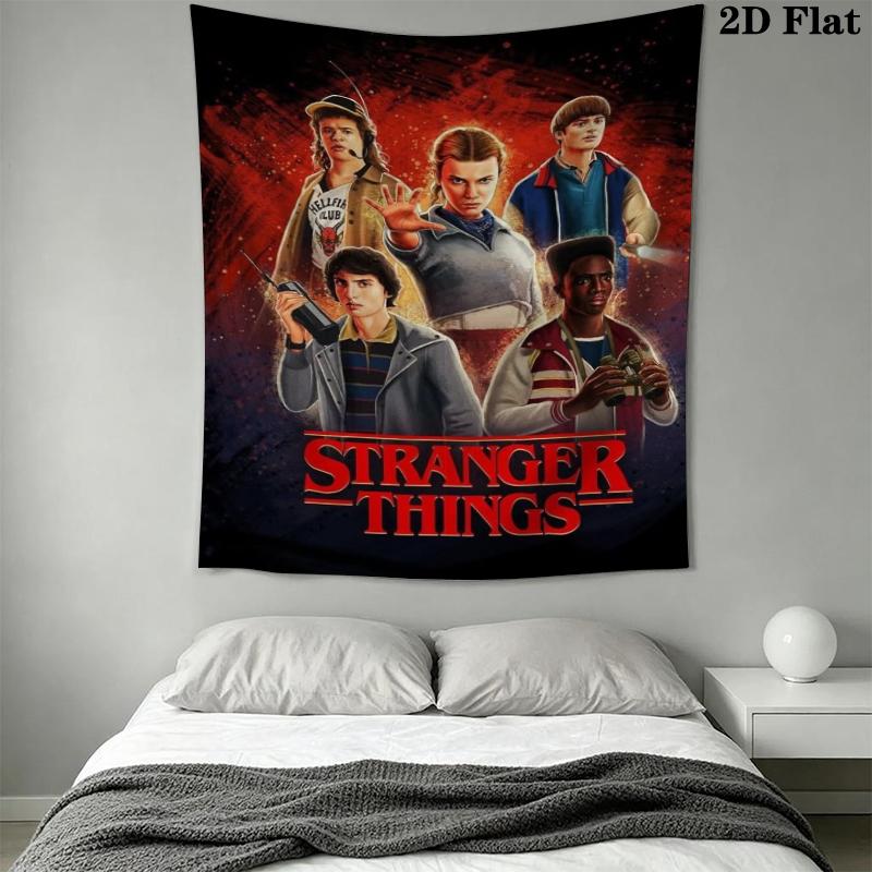 Stranger Things Wall Tapestry Aesthetic Wall Hanging Printed Fabric Blanket Decorative Tapestries for Bedroom Living Room Home Decor