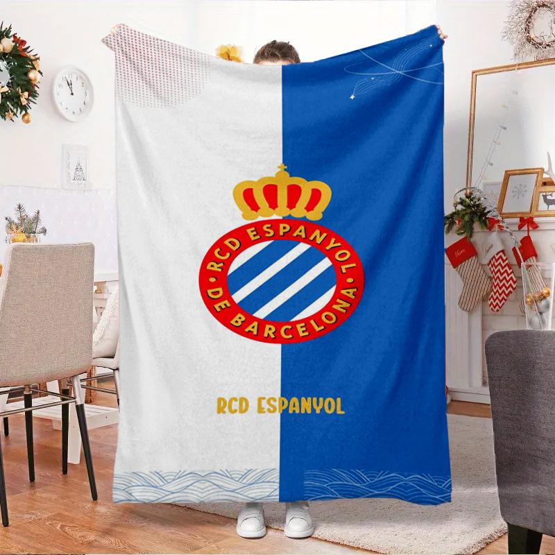 Real Sociedad Logo Ontwerp Deken Outdoor Flanellen Deken voor Kamperen, Wandelen, Tuinfeesten, Picknick Benodigdheden, cadeau voor familie en vrienden