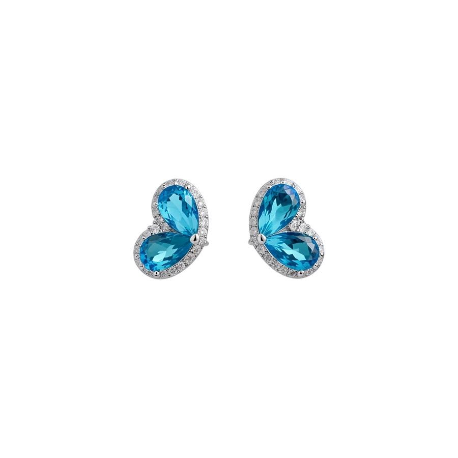 Gradient Color Crystal Butterfly Stud Earrings Shiny Rhinestone Women Fashion Ear Jewelry