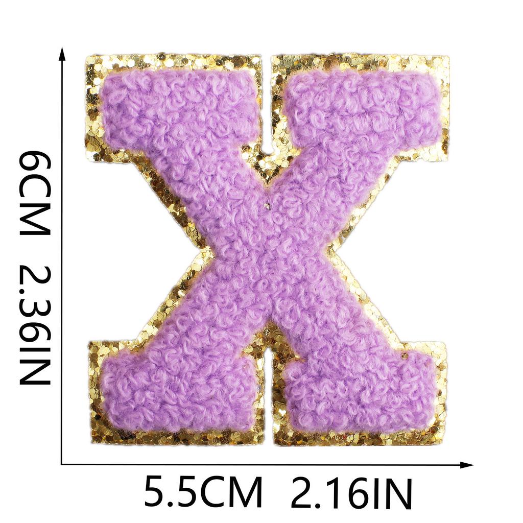 6Cm English Letter Towel Embroidery Patch Sticker Purple Letter Computer Embroidery Label Ironing Embroidery Chapter