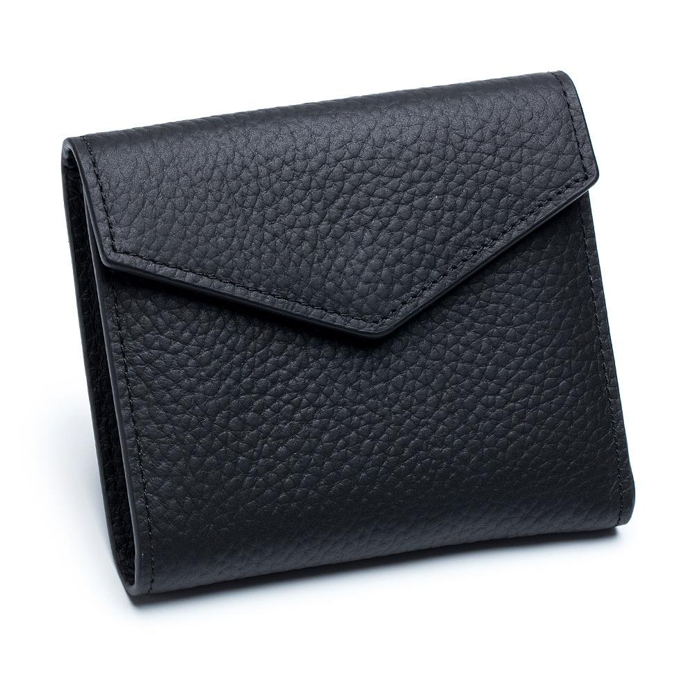 

New wallet three-fold women s multi-card position card bag RFID cowhide ultra-thin short clutch bag large capacity чёрный