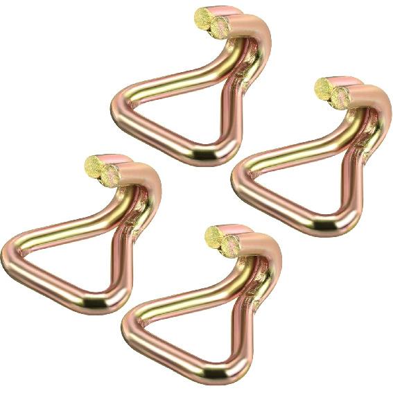 MECCANIXITY Ratchet Double J Strap Hook Load 4409 Lbs for 2" Tie Down Strap Webbing Car Truck Trailer Pack of 4 Zinc Color