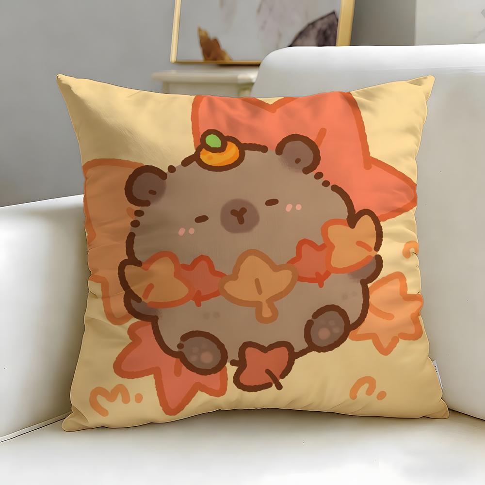 classic animal Capybara Cushion Cover Soft & Easy-Wash Pillow Case – Versatile for Couch, Bed, Travel and Office