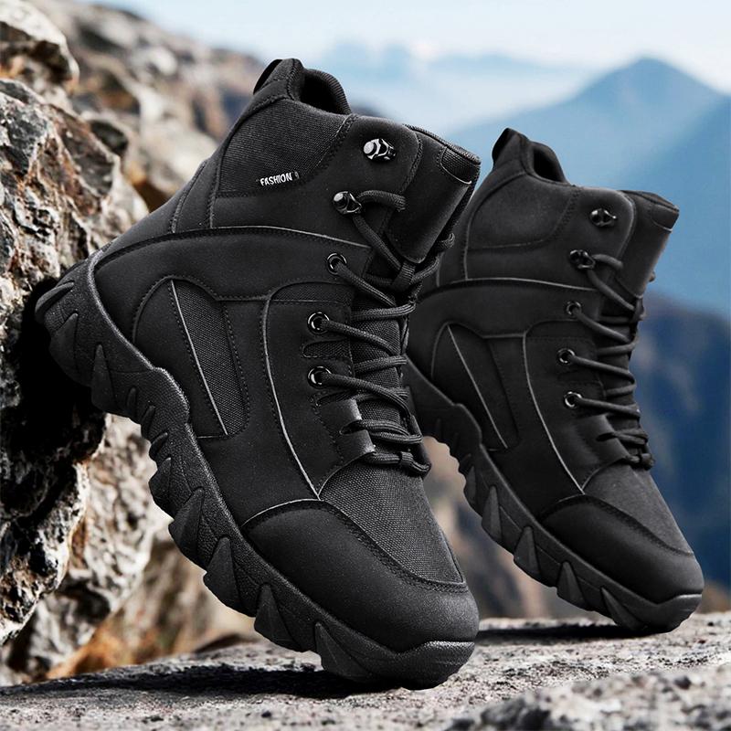 New Men's Suede Outdoor Hiking Boots Non-Slip Hard Grip Sole Tactical Work Boots Mountain Trekking Camping Men Work Safety Shoes