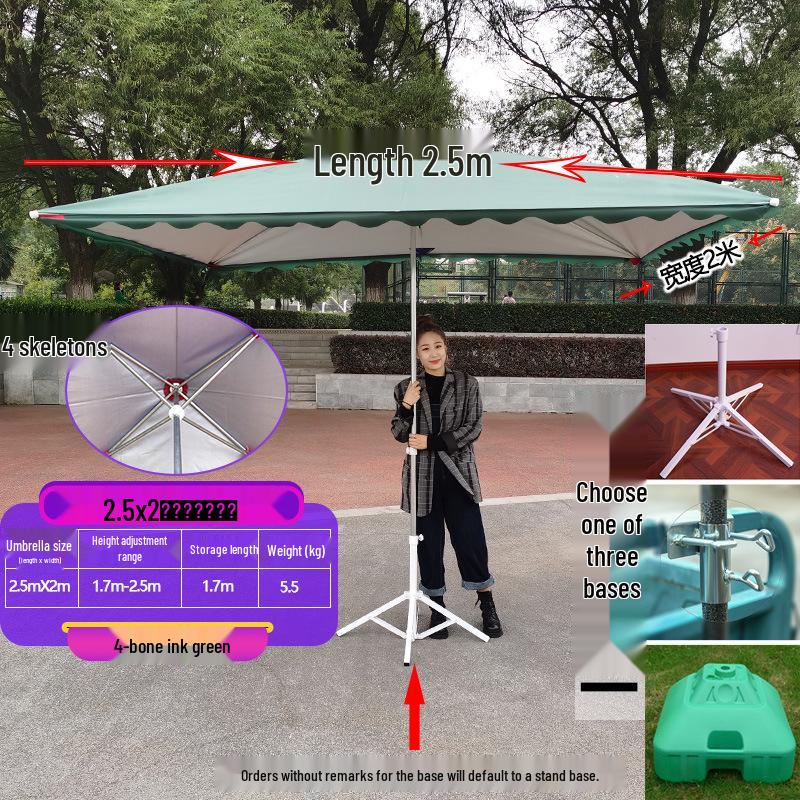 Large Outdoor Rectangular Sunshade Umbrella - Commercial Folding Awning for Courtyard