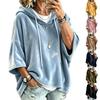 Women's Casual Velvet Hooded Pullover Top with and 3/4 Sleeves