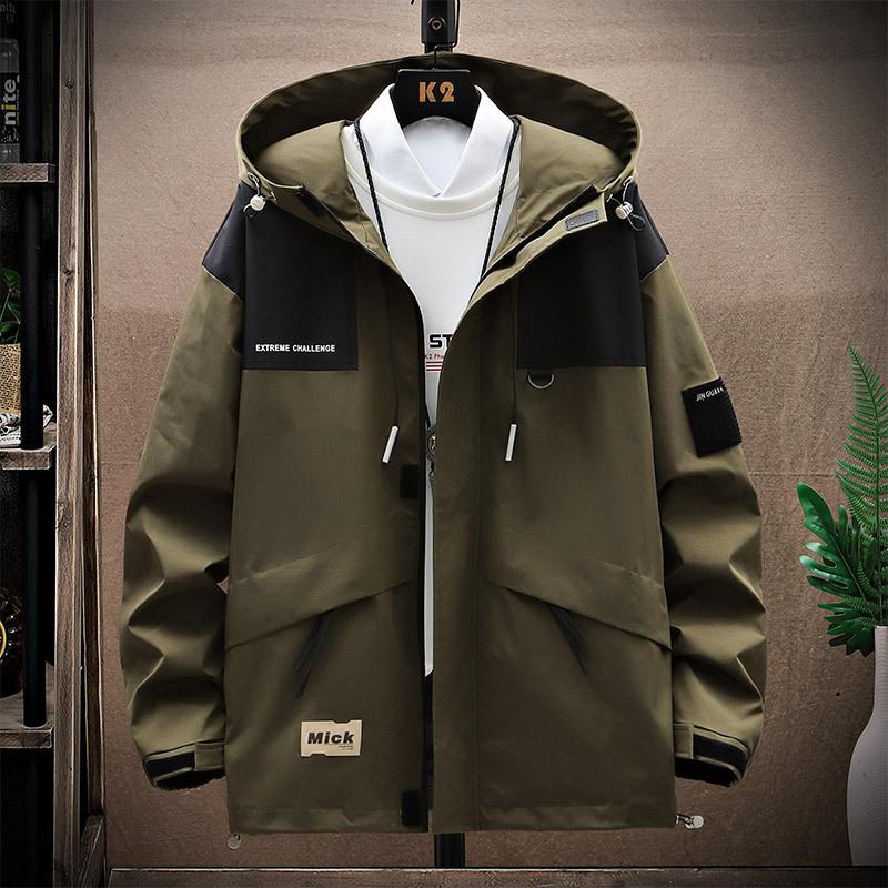 Jacket Men's Loose Plus Size Multi-pocket Jacket Can Take Off The Hood Work Coat Top