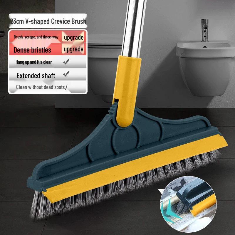 Long-Handled Hard Bristle Scraper Brush for Bathroom Floors and Tile Corners.