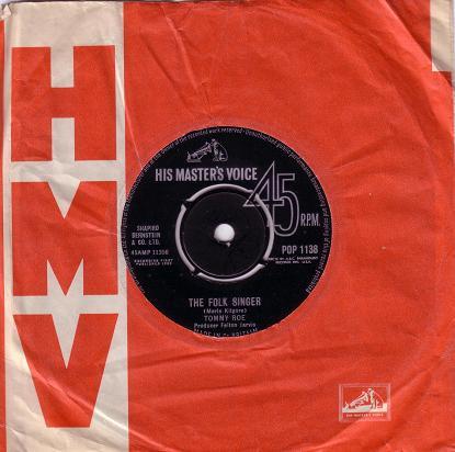 

7inch Record TOMMY ROE - The Folk Singer POP1138 His Master s Vo 1963 UK Rock Used