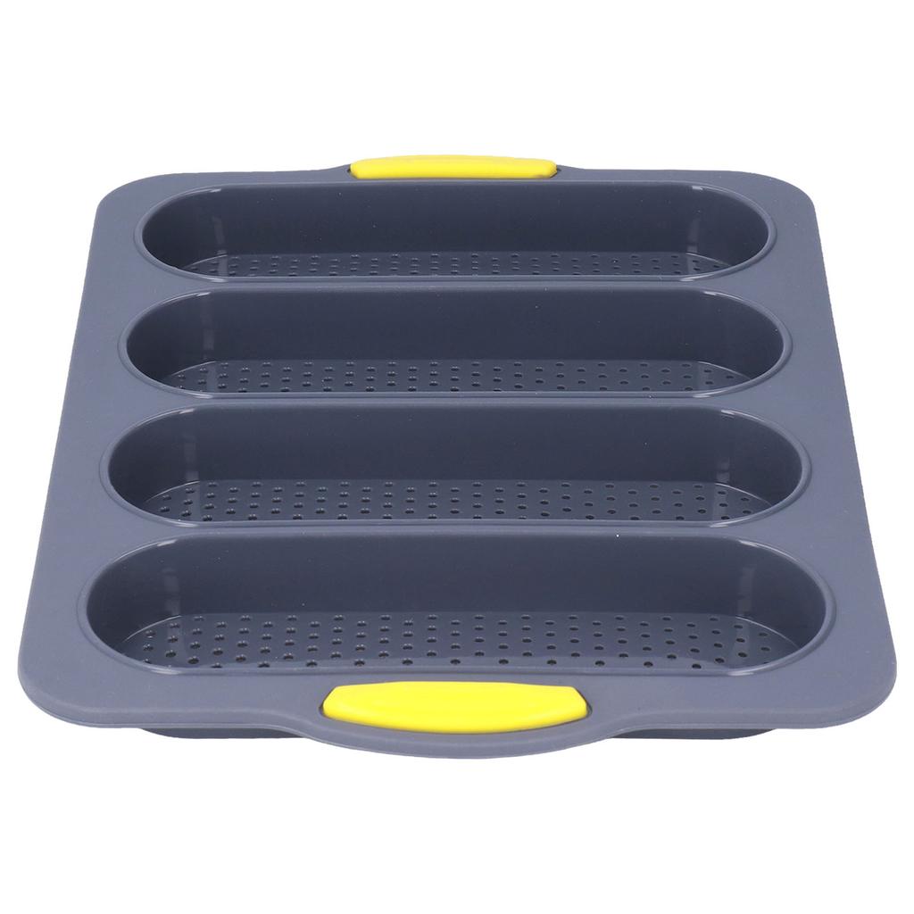 Baguette Mold 4 Grooves Silicone Soft Smooth Surface Bread Mould Baking Pan Kitchen ToolLight Gray