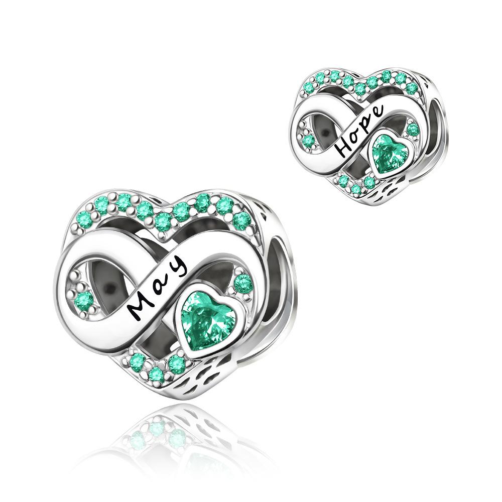S925 Silver Zodiac Birthstone Fashion Heart Month DIY Beaded Jewelry Making Kit Accessories Set