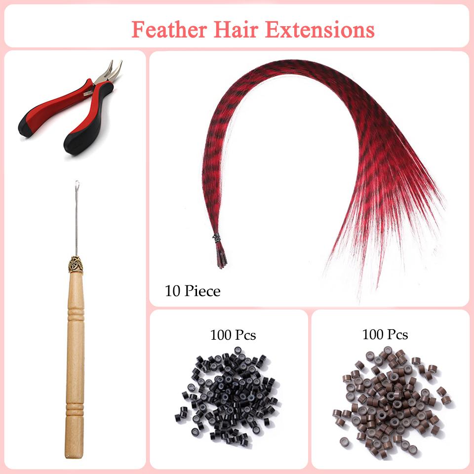 

Синтетические перьевые накладные волосы 10 штук, искусственные волосы I Tip Rainbow, синтетические волосы 16 дюймов, накладные перья для наращивания волос