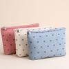 Corduroy Makeup Bag with Heart Pattern Portable Travel Cosmetic Bag Zipper Makeup Pouch Toiletry Organizer Purse for Women Girls