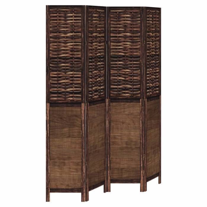VidaXL Cloison de Séparation 4 Panneaux, Séparateur de Pièce, Écran d'Intimité, Paravent de Salon Chambre, Marron Foncé Bois 358707