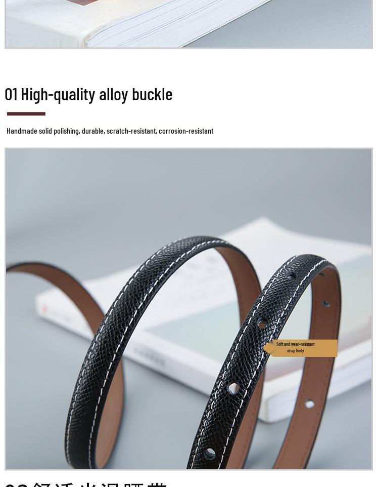 Women's Genuine Leather Thin Fashion Belt - Versatile Decorative Ins Style Waistband for Jeans