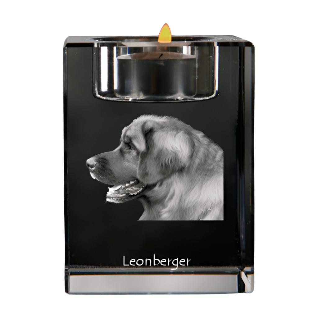 Leonberger – Candle holder with dog photo, crystal tealight holder | Art-Dog