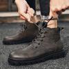 Men Leather Ankle Boots Lace Up Work Boots Durable Non Slip Soles Retro Casual Motorcycle Boots Suitable for Autumn Winter Wear