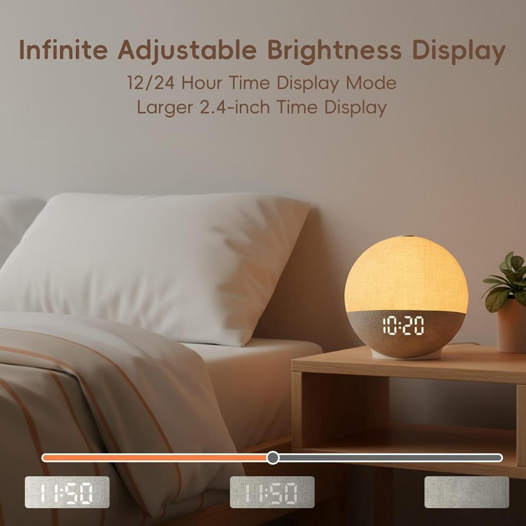 Wake Up Lights LED Night Light 30 Sleep Sounds Bluetooth Speaker White Noise Machine Sunrise Alarm Clock for Bedroom Ideal Gift