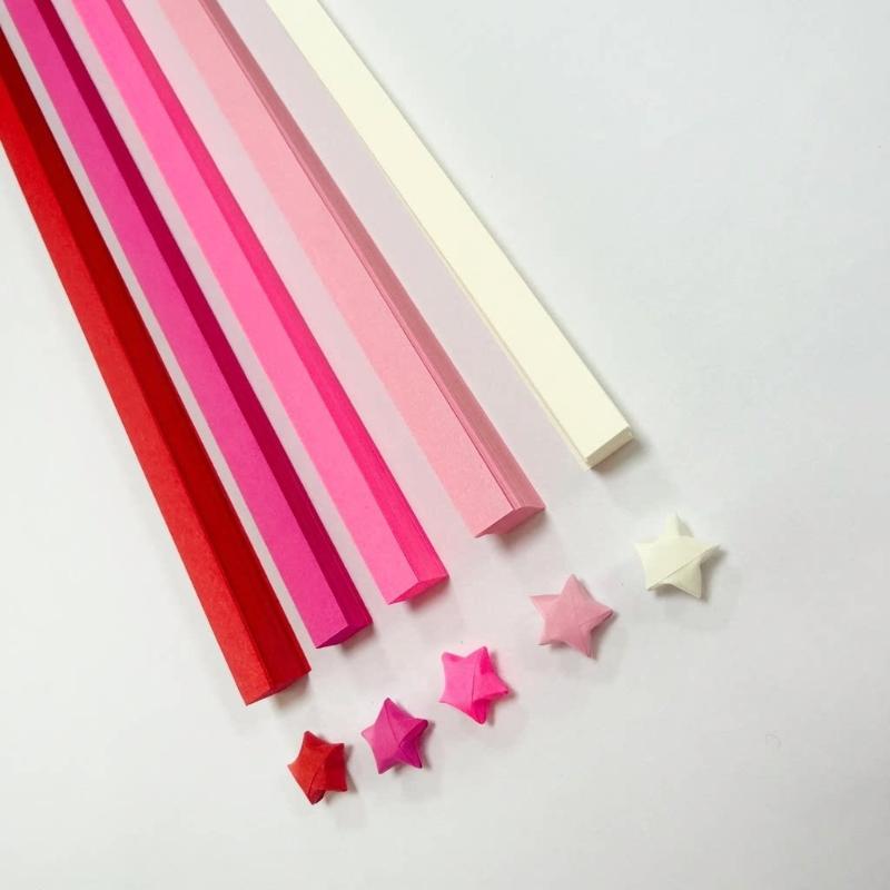 210/540Pcs Lucky Wish Star Decoration Origami Lucky Star Ribbons Colors Strips Paper Folding Kit Wishing Star For Kids