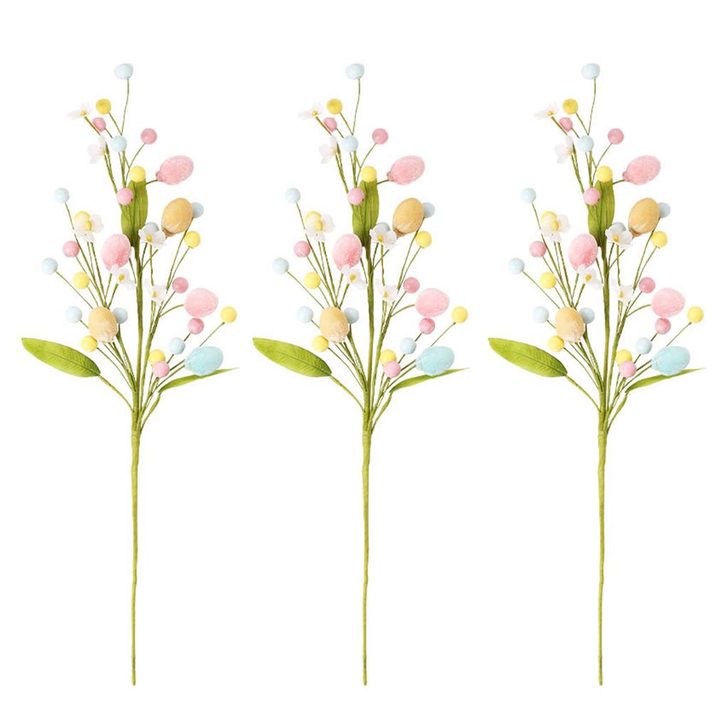 Artificial Easter Spray Vine with Pastel Easter Eggs and Berries Easter Egg Twig Branches Decorative Spring Floral Stems
