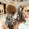 Scrunchies de Fita com Laço de Chiffon Vintage Francês Prendedor de Rabo de Cavalo Floral Faixas de Cabelo para Uso Diário de Mulheres Decoração de Casamento