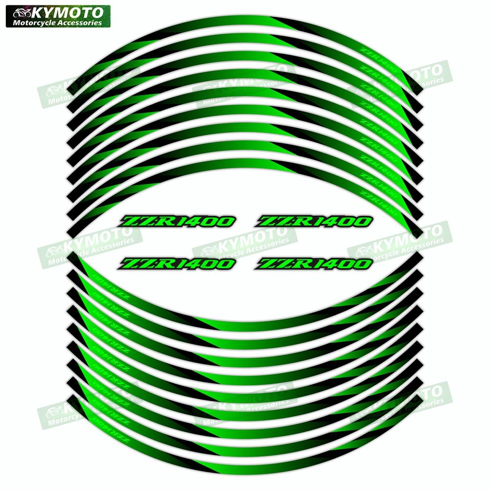 For NINJA ZZR1200 ZZR1400 ZZR1100 motorcycle 17 inch front and rear wheel decals reflective rim stickers decoration