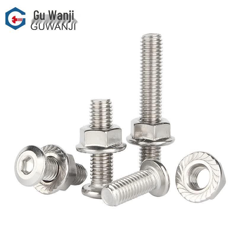 Guwanji 304 Stainless Steel Flat Head Hex Socket Screw & Flange Nut Set