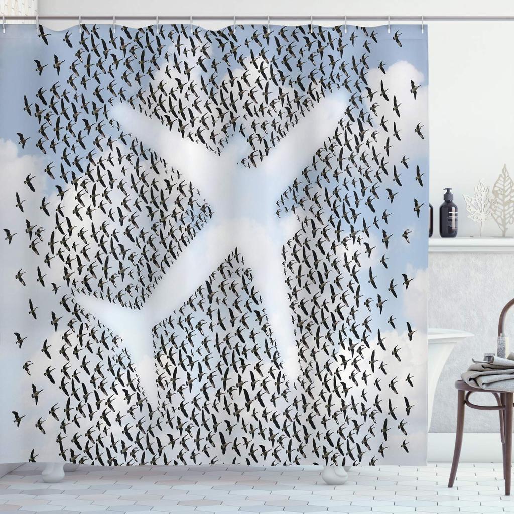 Flugzeug Duschvorhang Flughafen Flugzeug Fliegend Luftwaffe Landebahn Modernes Militär Thema Badezimmer Dekor Polyester Vorhang Mit Haken