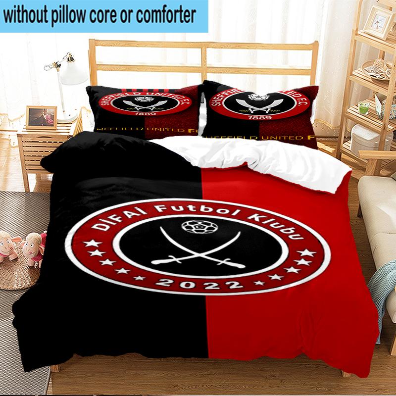 3PCS Global Football Club Sheff Bedding Set,Including 1pc Duvet Cover And 2pcs Pillowcases Perfect for Bedroom, Dormitory, Fan Christmas gift