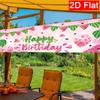 Happy Birthday Watermelon Banner, Summer Watermelon Theme Design, Polyester Outdoor Wall Fence Yard Garage Balcony Decoration