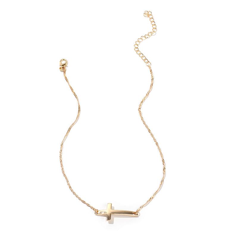 European and American simple cross pendant necklace ins hip hop punk short Mori collarbone chain