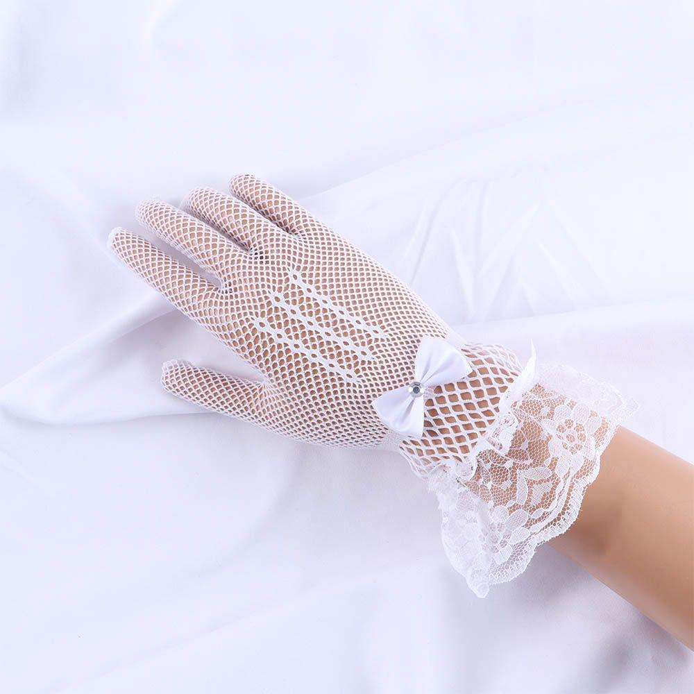 For Girls Sexy Bow Flower Anti-UV Fishnet Lace Sun Protection Mittens Wedding Gloves Women Driving Gloves