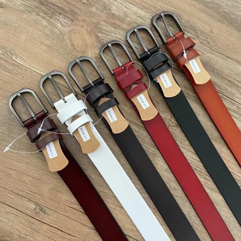 Belt Women'S Retro Niche Cowhide Leather Belt With Jeans Belt