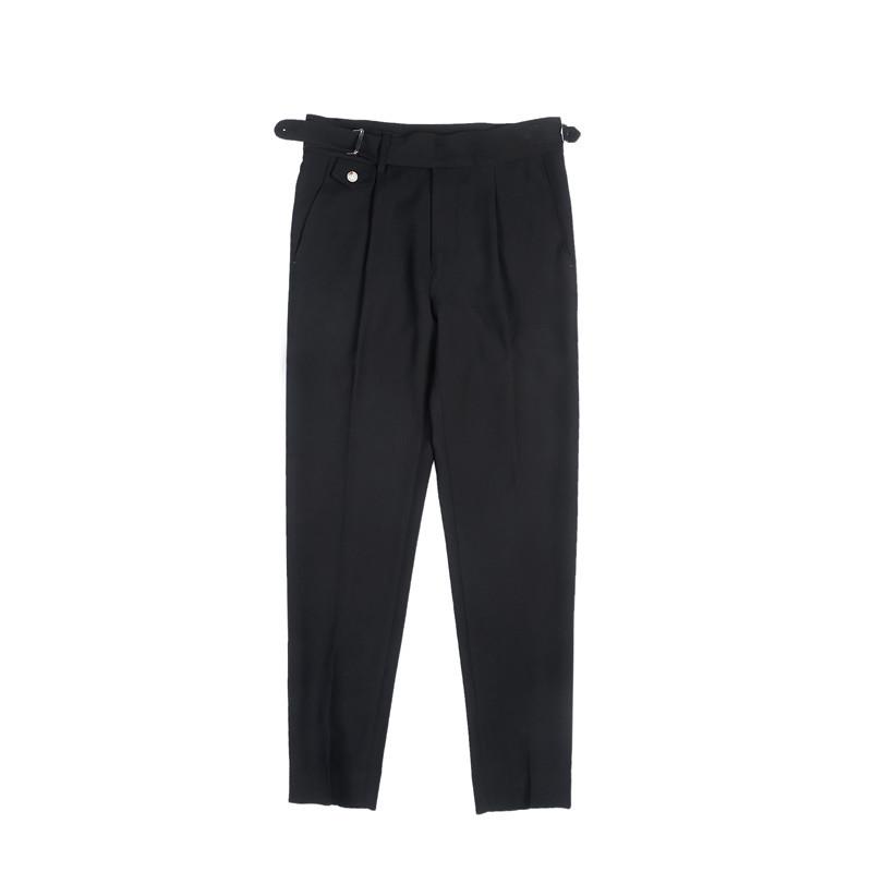 Men's Autumn White Slim Fit Trousers with Unique Waistband–Korean Style
