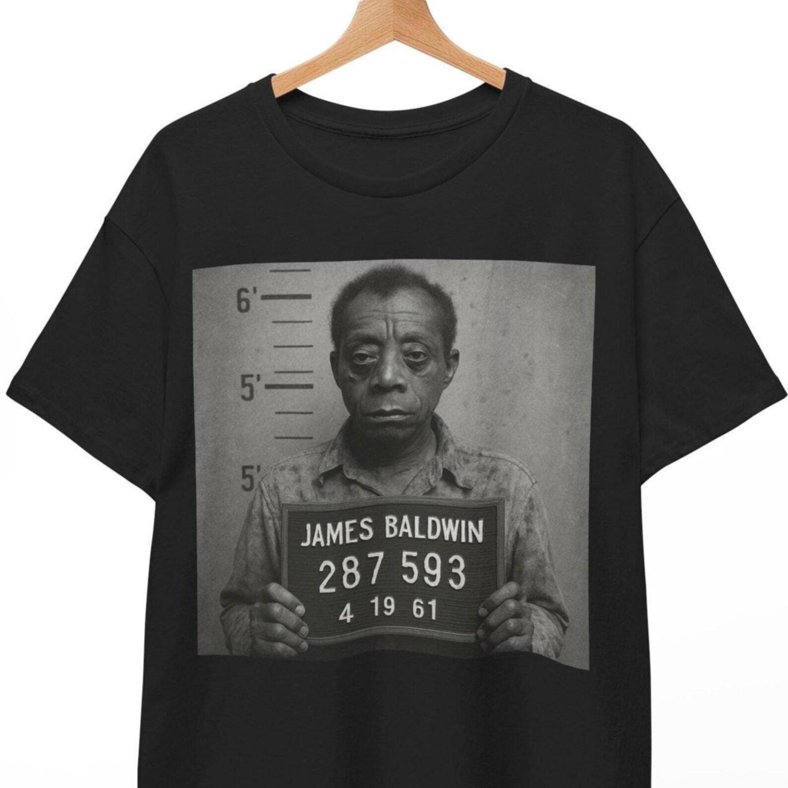 James Baldwin Mugshot T-Shirt: Retro Literary Icon, Civil Rights Tee 4XL