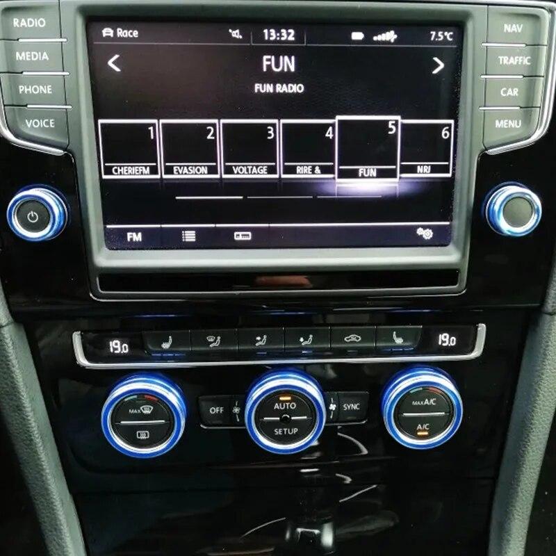 5 Teile/satz Aluminium Legierung Auto Klimaanlage Knopf Abdeckung Control Schalter Dekoration Ring Fit Für Volkswagen VW Golf MK7