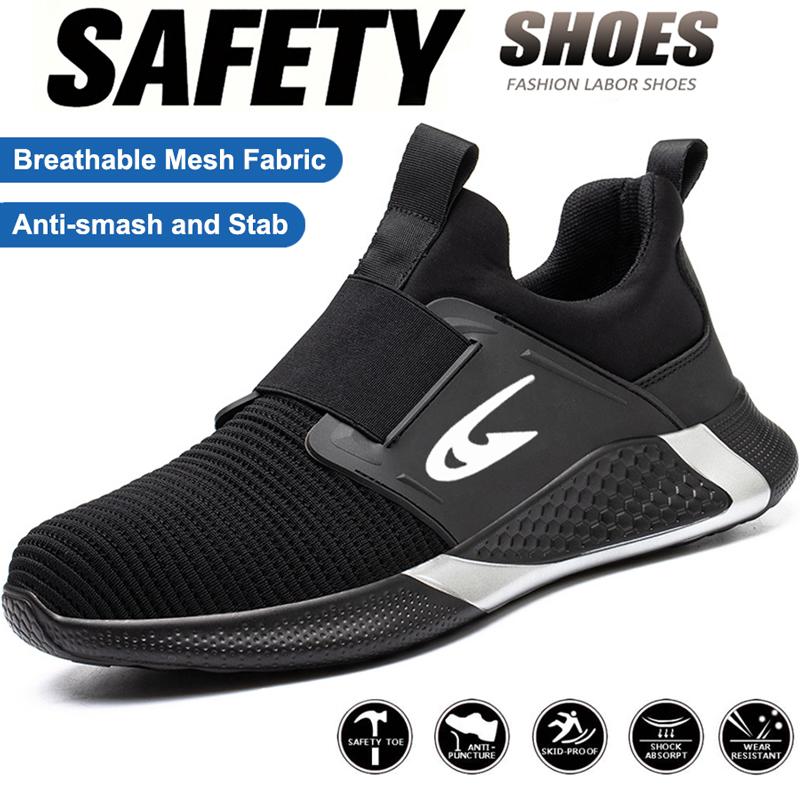 Steel Toe Anti-Puncture Men's Work Shoes Men's Safety Shoes Lightweight Slip Resistant Shoes Man Breathable Comfortabl Sneaker