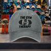 Gym Is My Therapy Fitness Graphic Washed Baseball Cap Adjustable Casual Cotton Outdoor Hat