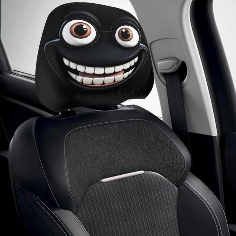 Humorous Car Seat Headrest Covers Frogs Design Strong Polyester Headrest Protector Easy Installation Auto Accessories