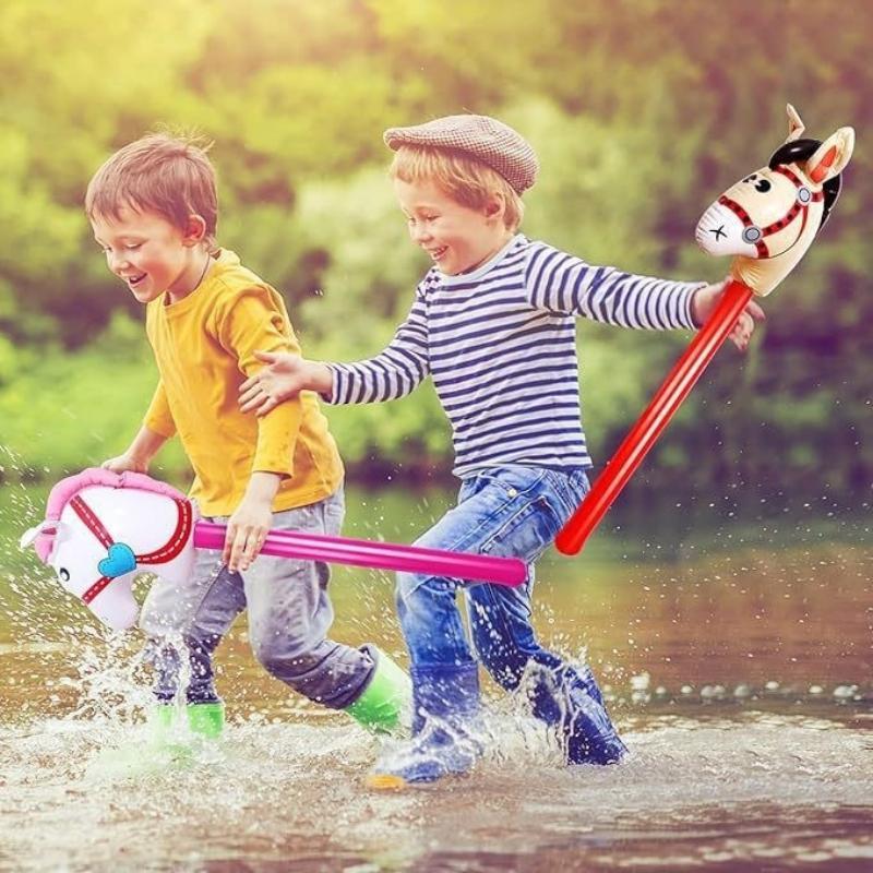 Inflatable Horsehead Stick Soft Comfortable Brown Toy for Cowboy Themed School Event Kids Stage Performance Prop