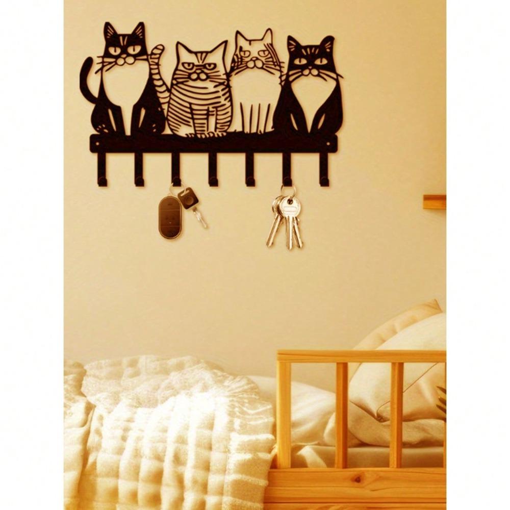 Schattige Katvormige Metalen Wandhaak Duurzaam Keuken Huis Decoratie Handdoek Kledinghanger