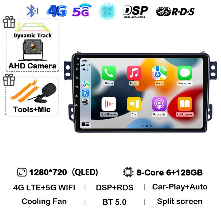 Android 14 Carplay Auto WIFI+4G For OPEL Agila SUZUKI Splash Ritz 2008-2014 Car Radio Multimedia Player GPS Navigation Stereo BT