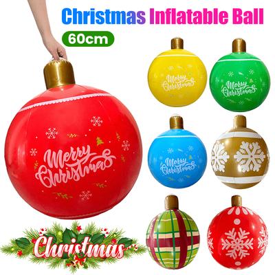 60CM Christmas Inflatable Ball Decorated Ball PVC Giant Big Large Balls Xmas Tree Decorations Toy Ball Without Light Ornament
