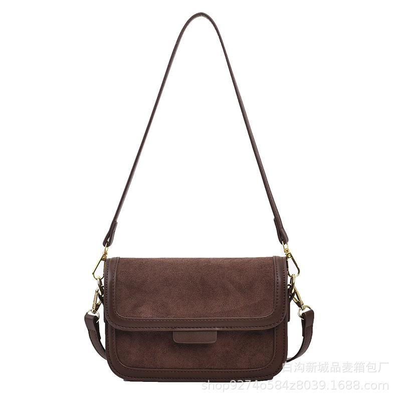 This year's popular niche design fashionable small bag women's 2025 new trendy retro suede messenger small square bag
