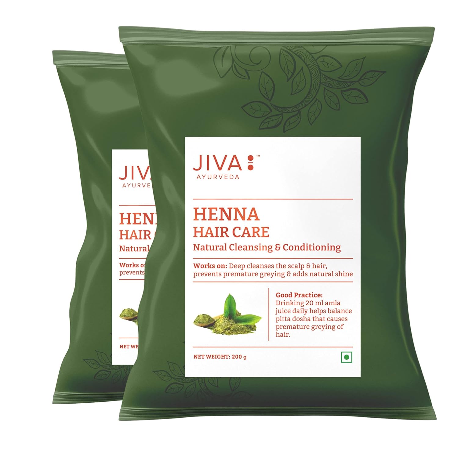 

Jiva Henna Hair Care Powder 200 gm X Pack of 2 – Natural Hair Dye, Nourishes Scalp & Adds Shine